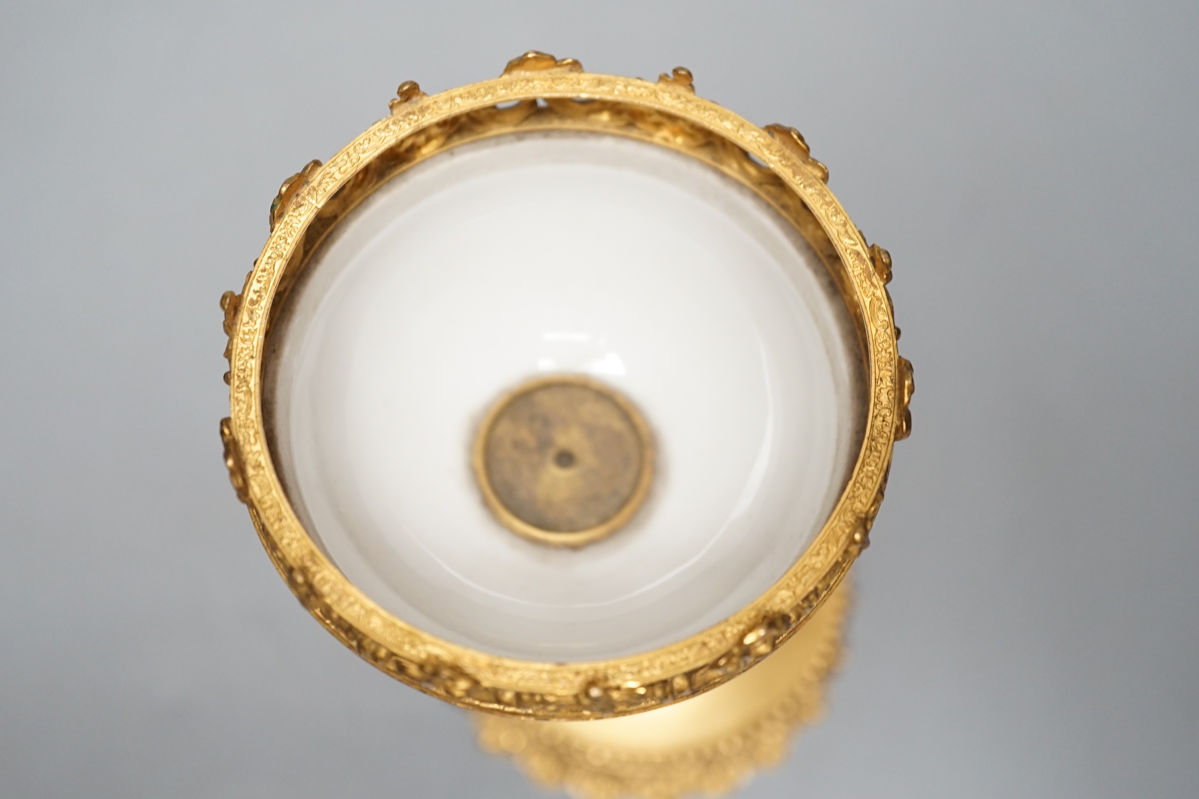 A 19th century French ormolu and Sevres style porcelain mounted Bon Bon dish 19cm